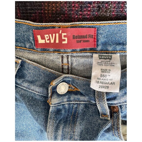 Levi's 550 MARCHÉ x HOUSE OF TAME Checker Patchwork Jeans | 29 W 29 L | Blue - Picture 4 of 7